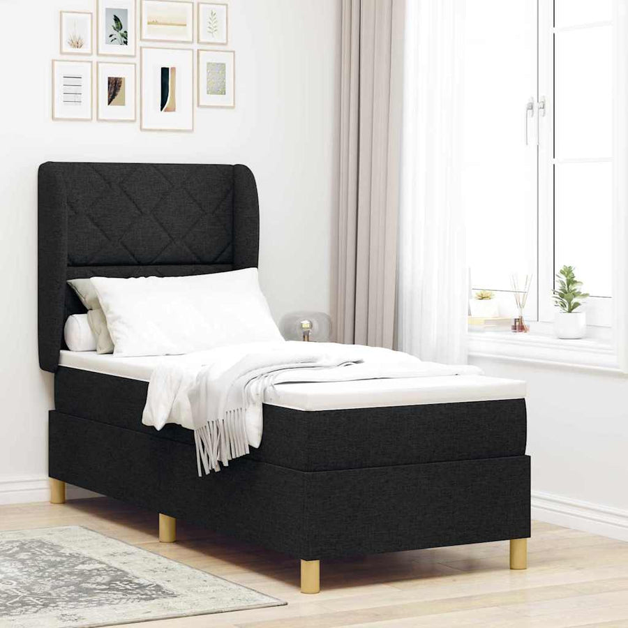 Boxspringbed met hoofdeinde Zwart 200 x 80 cm Stof