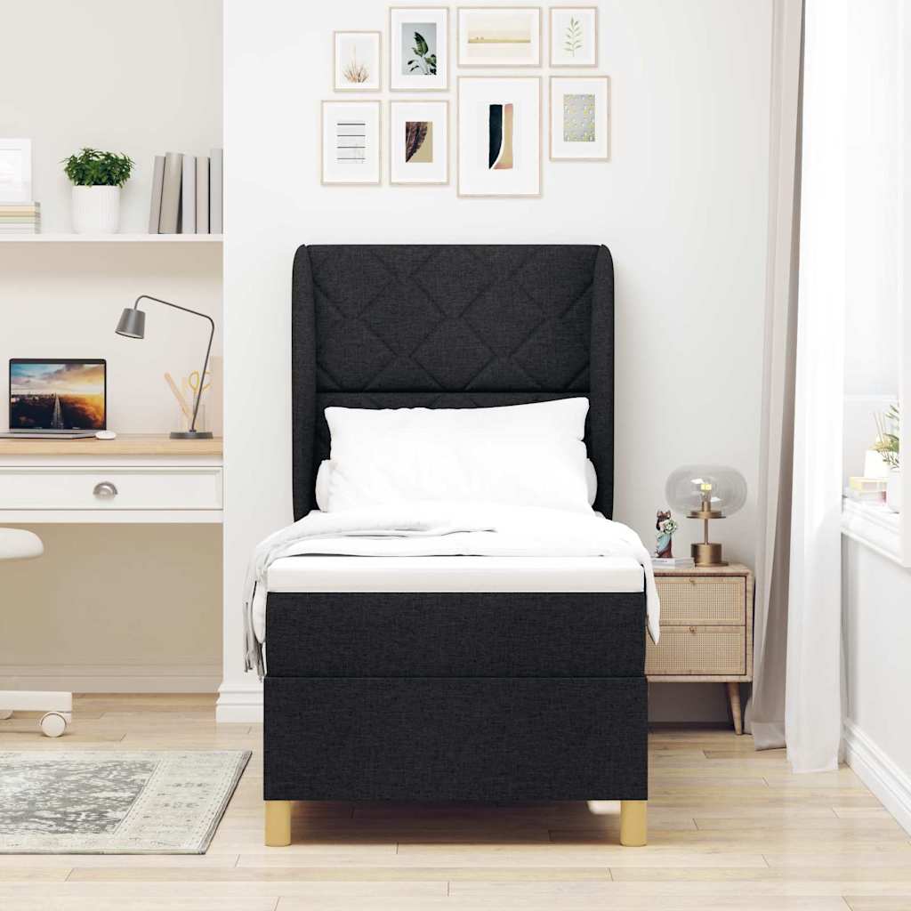 Boxspringbed met hoofdeinde Zwart 200 x 80 cm Stof
