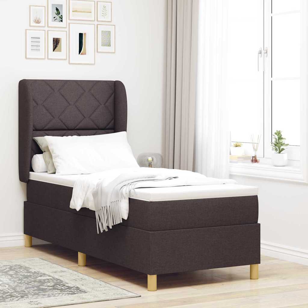 Boxspringbed met kussen Donkerbruin 200 x 80 cm Stof