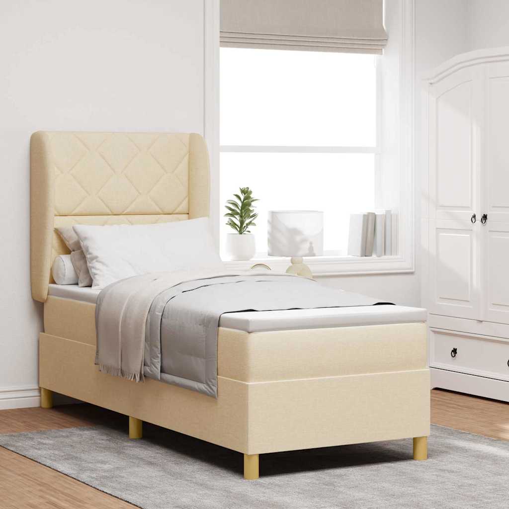 Boxspringbed met hoofdeinde Crème 200 x 80 cm Stof
