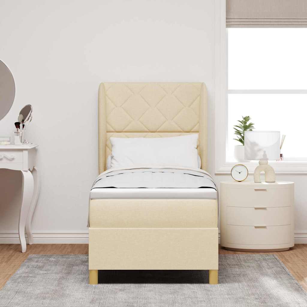Boxspringbed met hoofdeinde Crème 200 x 80 cm Stof