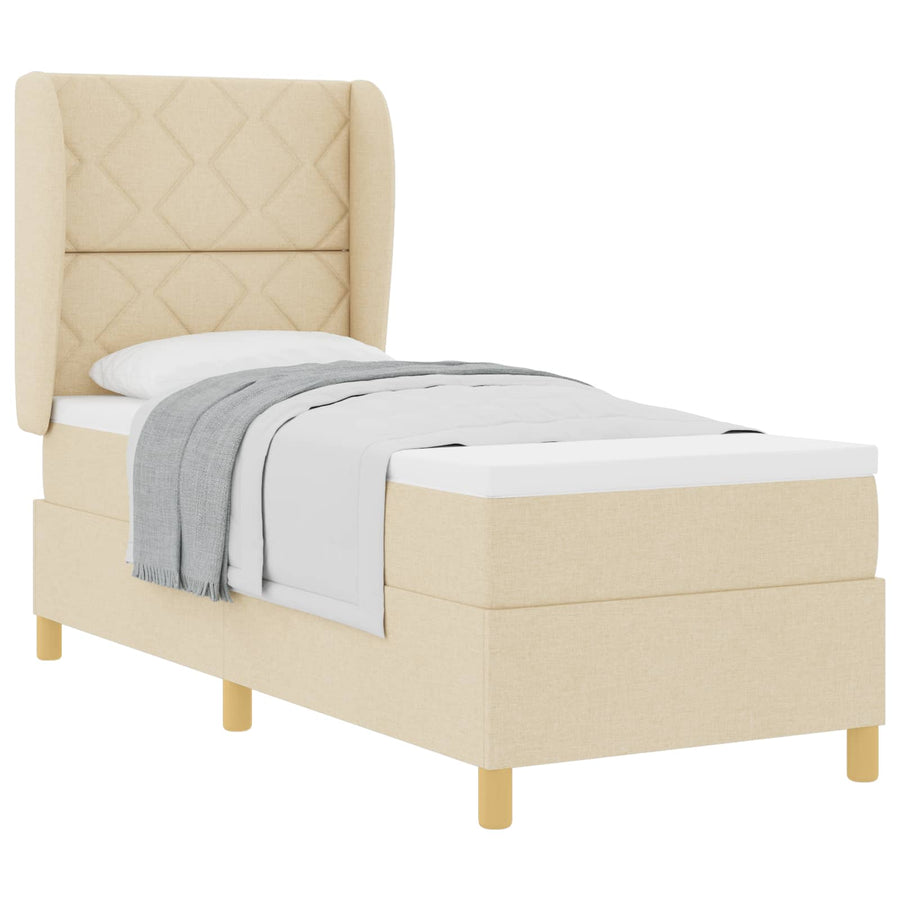 Boxspringbed met hoofdeinde Crème 200 x 80 cm Stof