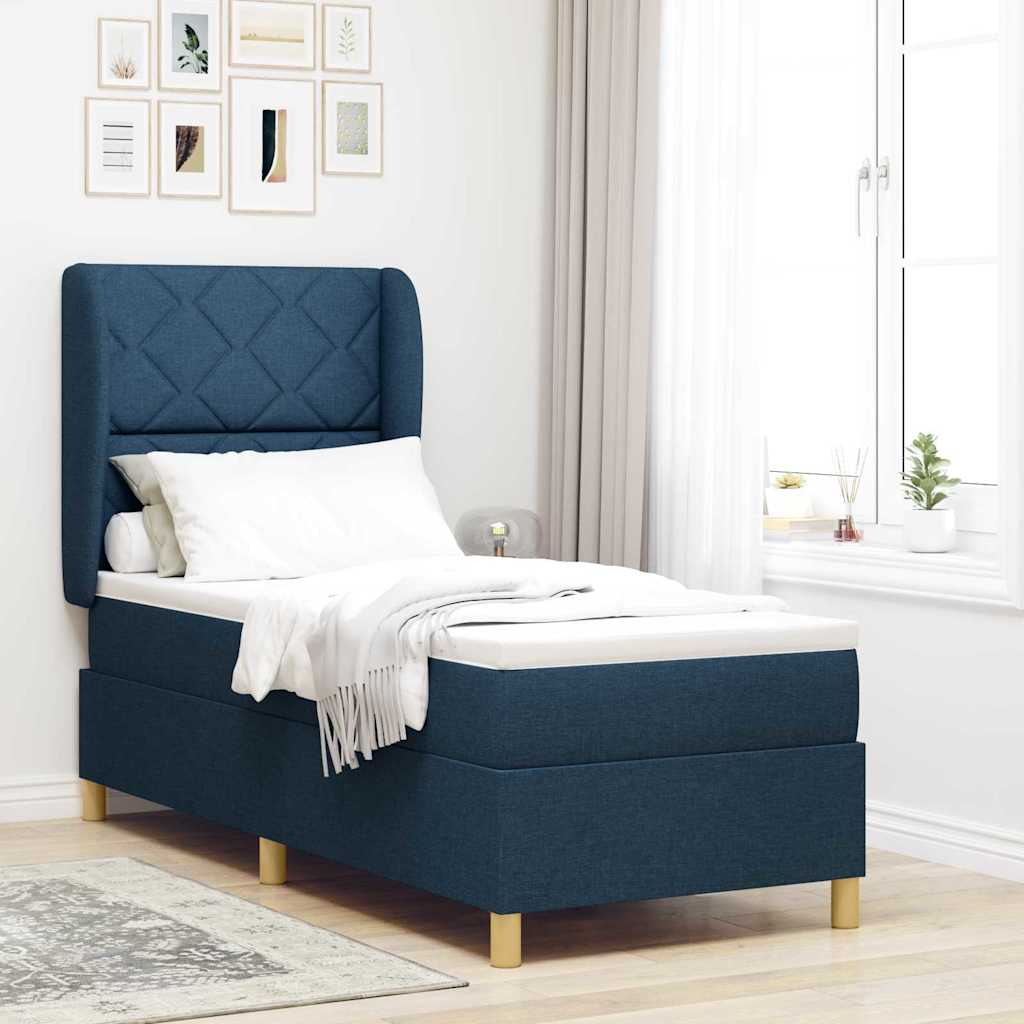 Boxspringbed met hoofdeinde Blauw 200 x 80 cm Stof