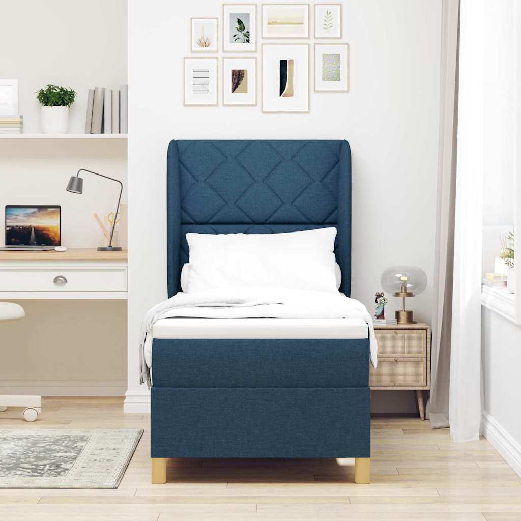 Boxspringbed met hoofdeinde Blauw 200 x 80 cm Stof