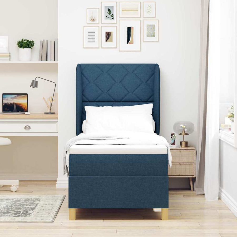 Boxspringbed met hoofdeinde Blauw 200 x 80 cm Stof