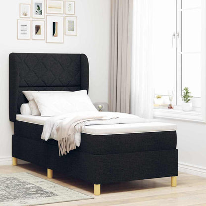 Boxspringbed met hoofdeinde Zwart 190 x 90 cm Stof