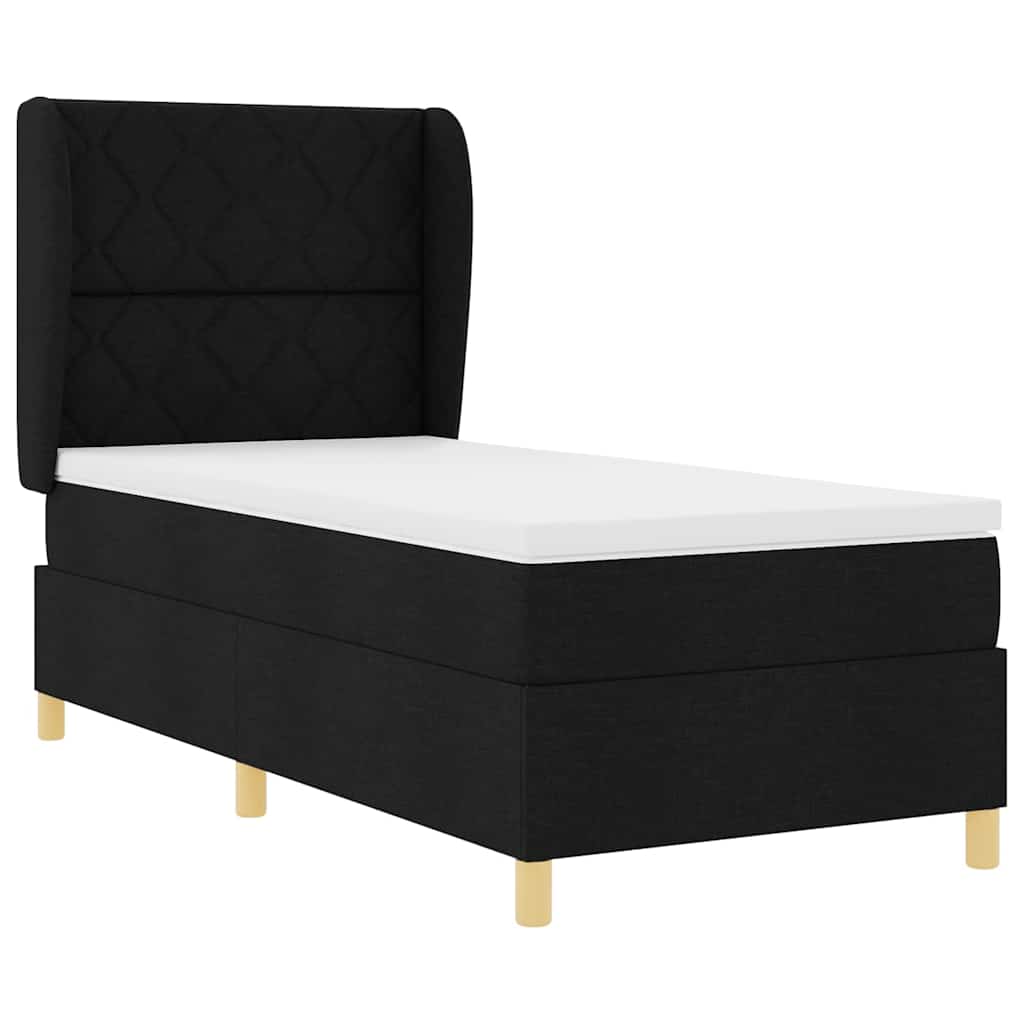 Boxspringbed met hoofdeinde Zwart 190 x 90 cm Stof
