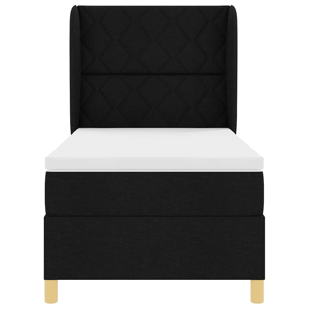 Boxspringbed met hoofdeinde Zwart 190 x 90 cm Stof