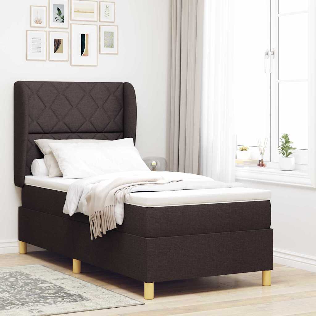 Boxspringbed met hoofdeinde Donkerbruin 190 x 90 cm Stof
