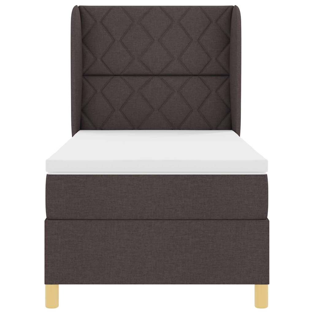 Boxspringbed met hoofdeinde Donkerbruin 190 x 90 cm Stof