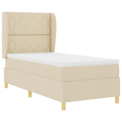 Boxspringbed met hoofdeinde Crème 190 x 90 cm Stof