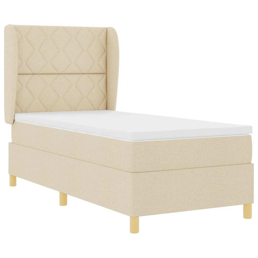 Boxspringbed met hoofdeinde Crème 190 x 90 cm Stof