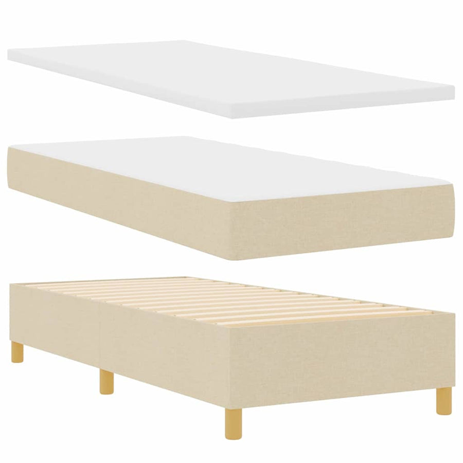 Boxspringbed met hoofdeinde Crème 190 x 90 cm Stof
