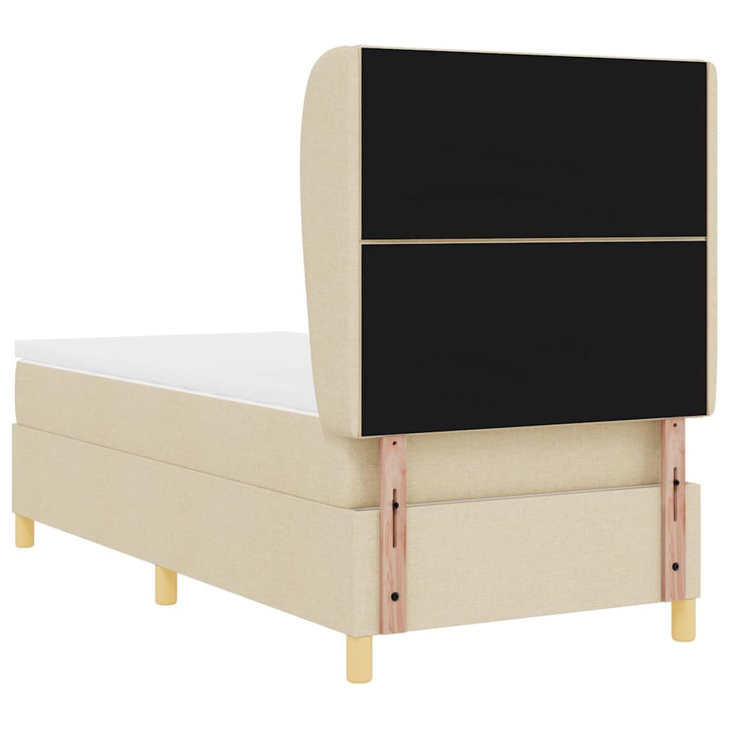 Boxspringbed met hoofdeinde Crème 190 x 90 cm Stof
