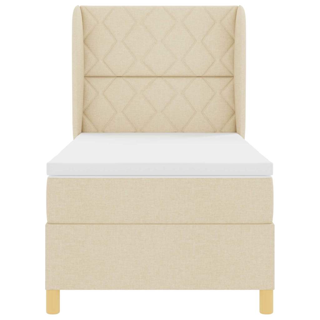 Boxspringbed met hoofdeinde Crème 190 x 90 cm Stof