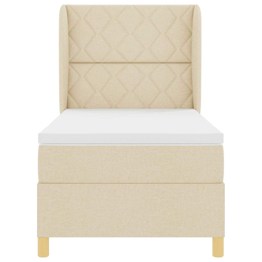 Boxspringbed met hoofdeinde Crème 190 x 90 cm Stof