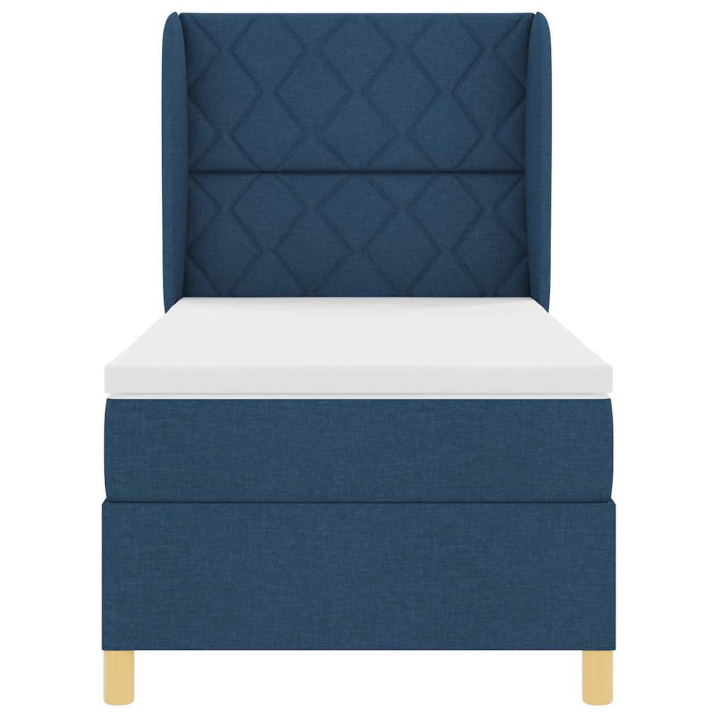 Boxspringbed met hoofdeinde Blauw 190 x 90 cm Stof