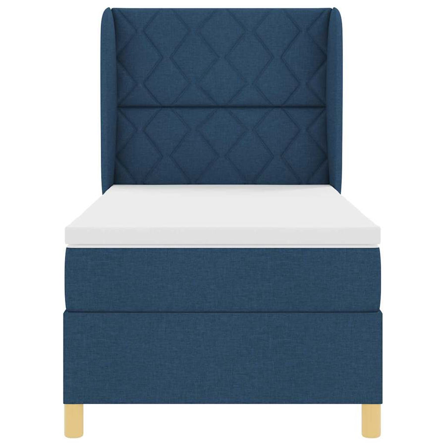 Boxspringbed met hoofdeinde Blauw 190 x 90 cm Stof