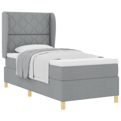 Boxspringbed met hoofdeinde Lichtgrijs 200 x 90 cm Stof