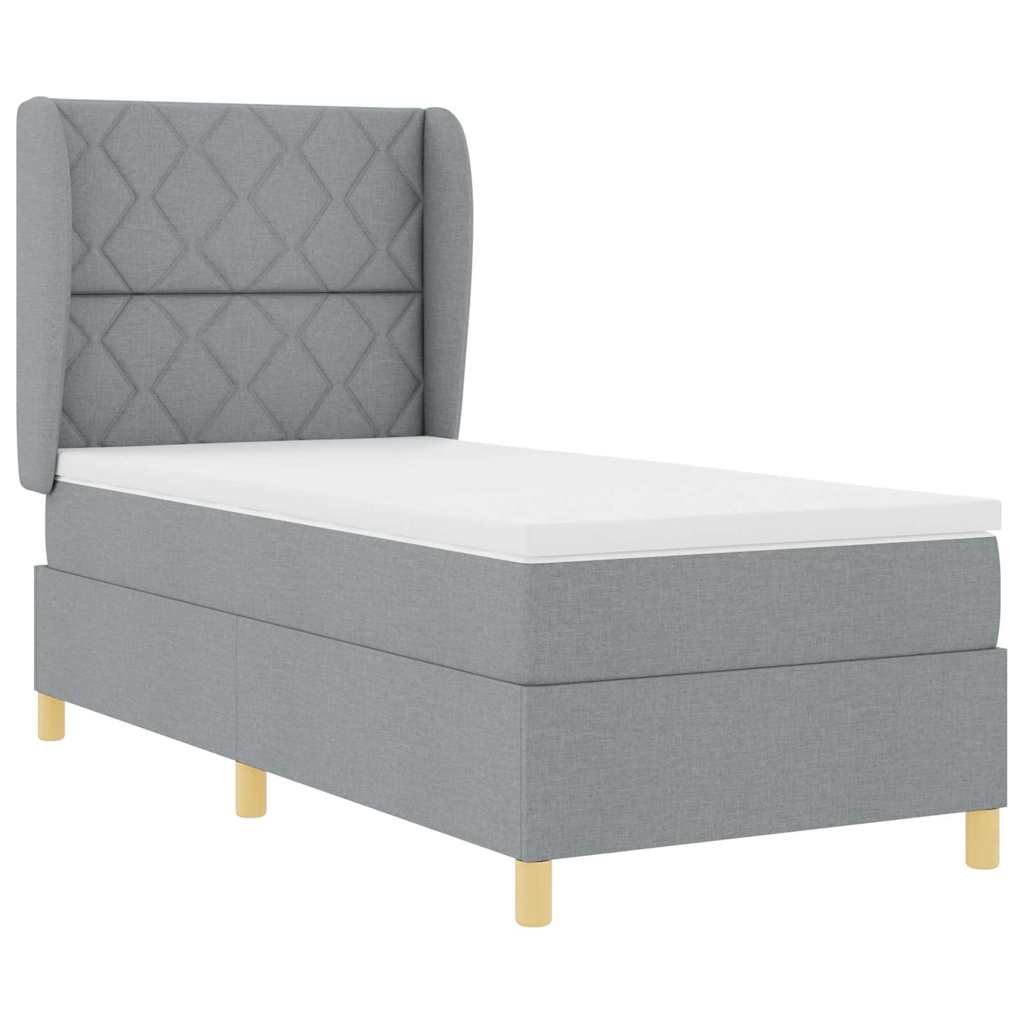 Boxspringbed met hoofdeinde Lichtgrijs 200 x 90 cm Stof