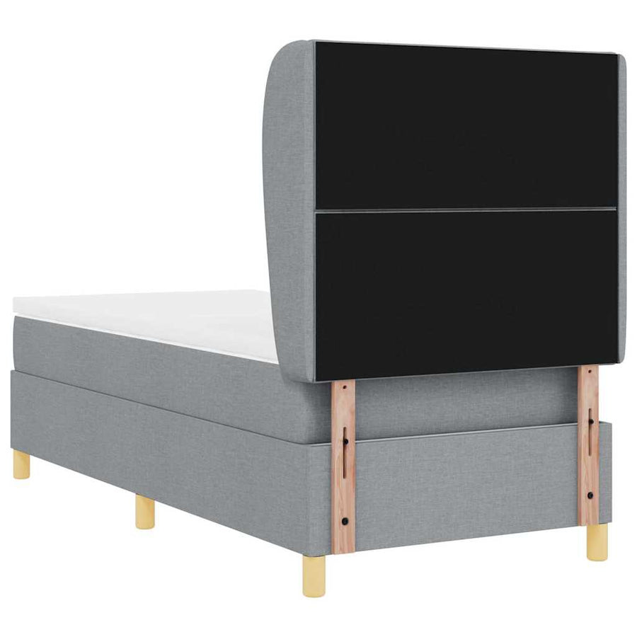 Boxspringbed met hoofdeinde Lichtgrijs 200 x 90 cm Stof