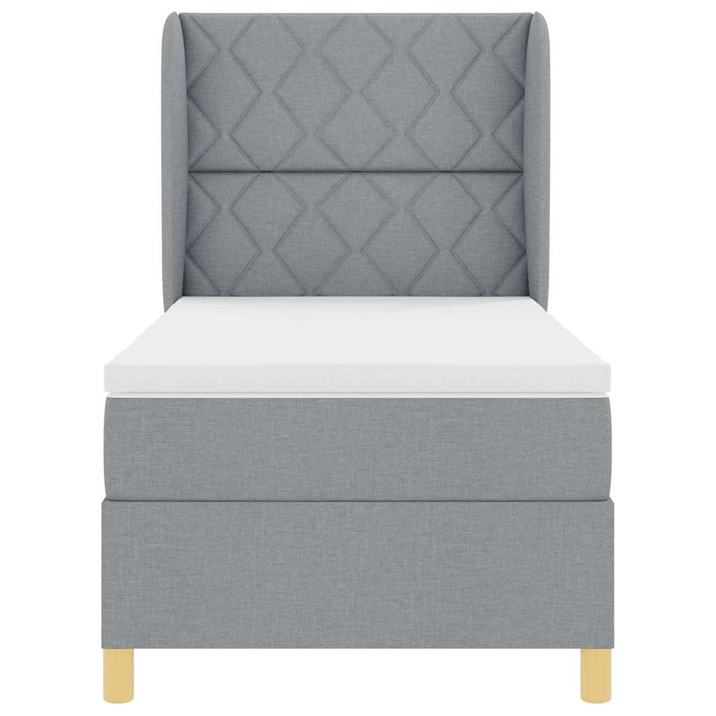 Boxspringbed met hoofdeinde Lichtgrijs 200 x 90 cm Stof