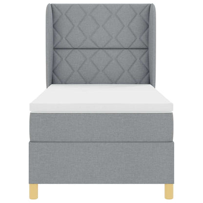 Boxspringbed met hoofdeinde Lichtgrijs 200 x 90 cm Stof