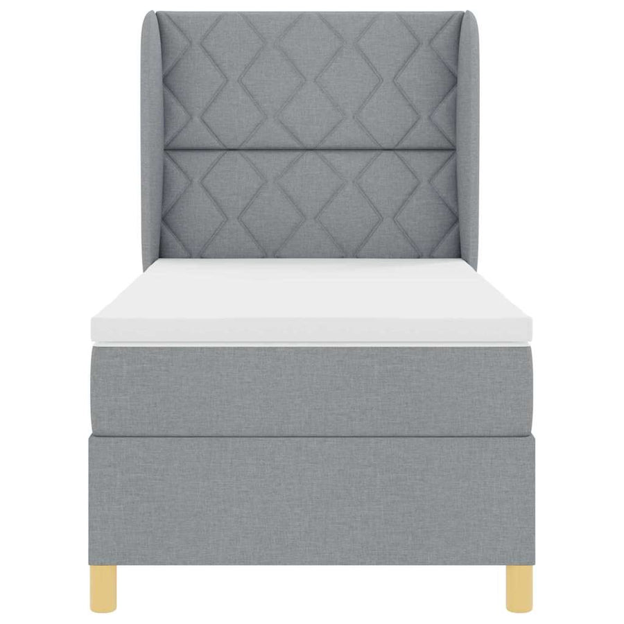 Boxspringbed met hoofdeinde Lichtgrijs 200 x 90 cm Stof