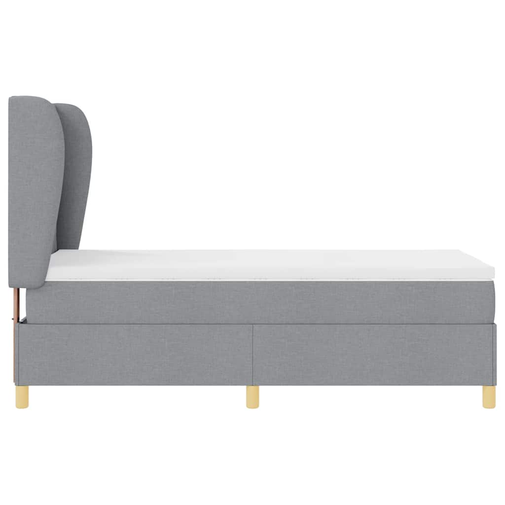Boxspringbed met hoofdeinde Lichtgrijs 200 x 90 cm Stof