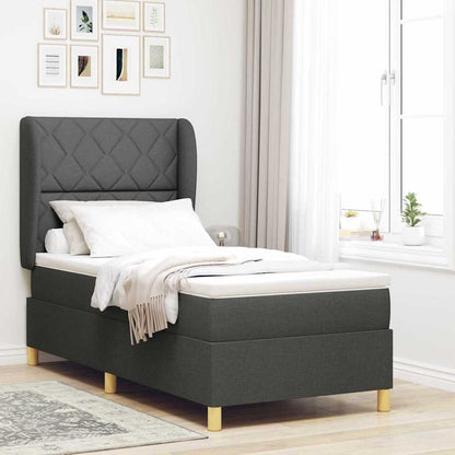 Boxspringbed met hoofdeinde Donkergrijs 200 x 90 cm Stof