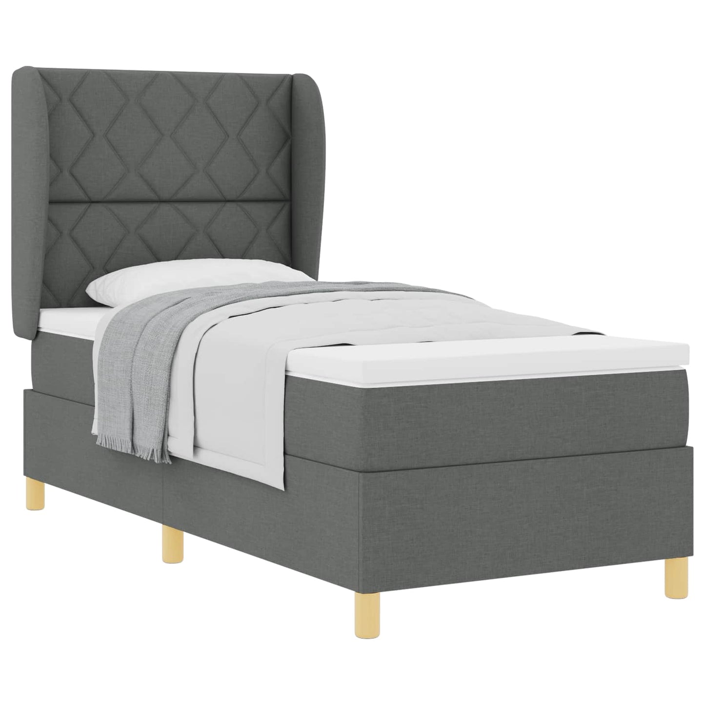 Boxspringbed met hoofdeinde Donkergrijs 200 x 90 cm Stof