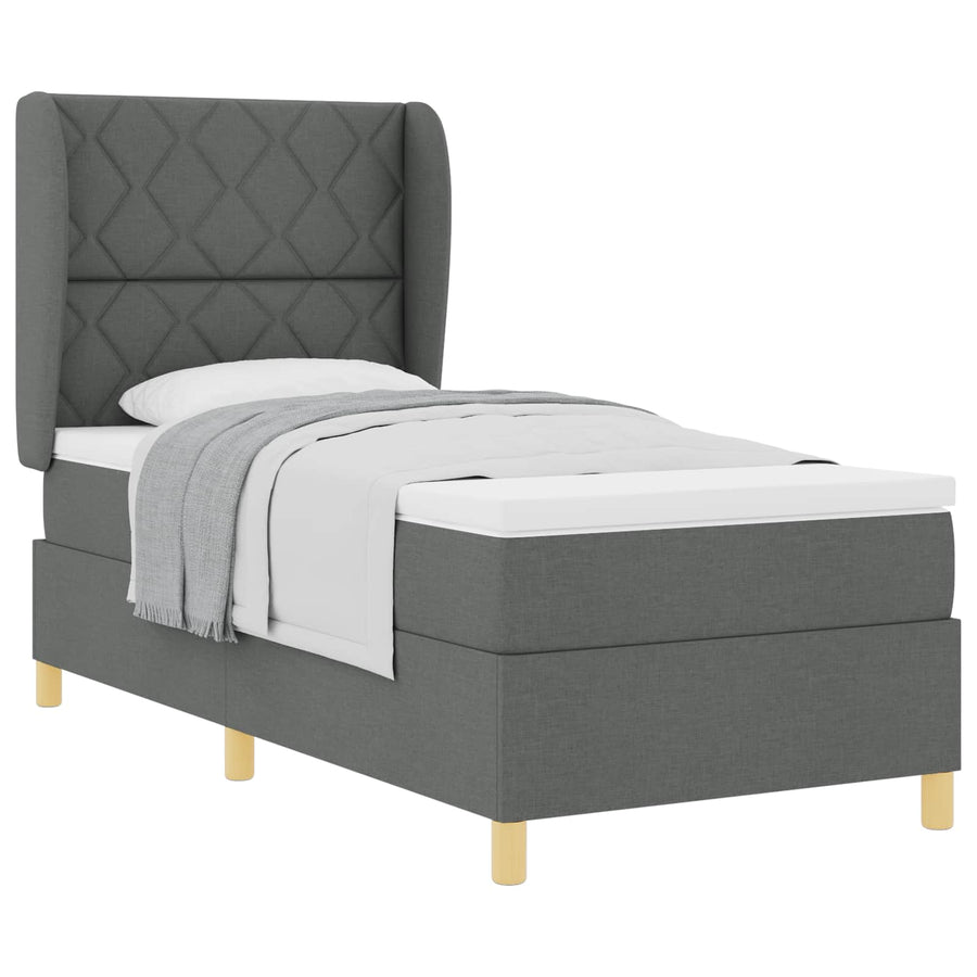 Boxspringbed met hoofdeinde Donkergrijs 200 x 90 cm Stof