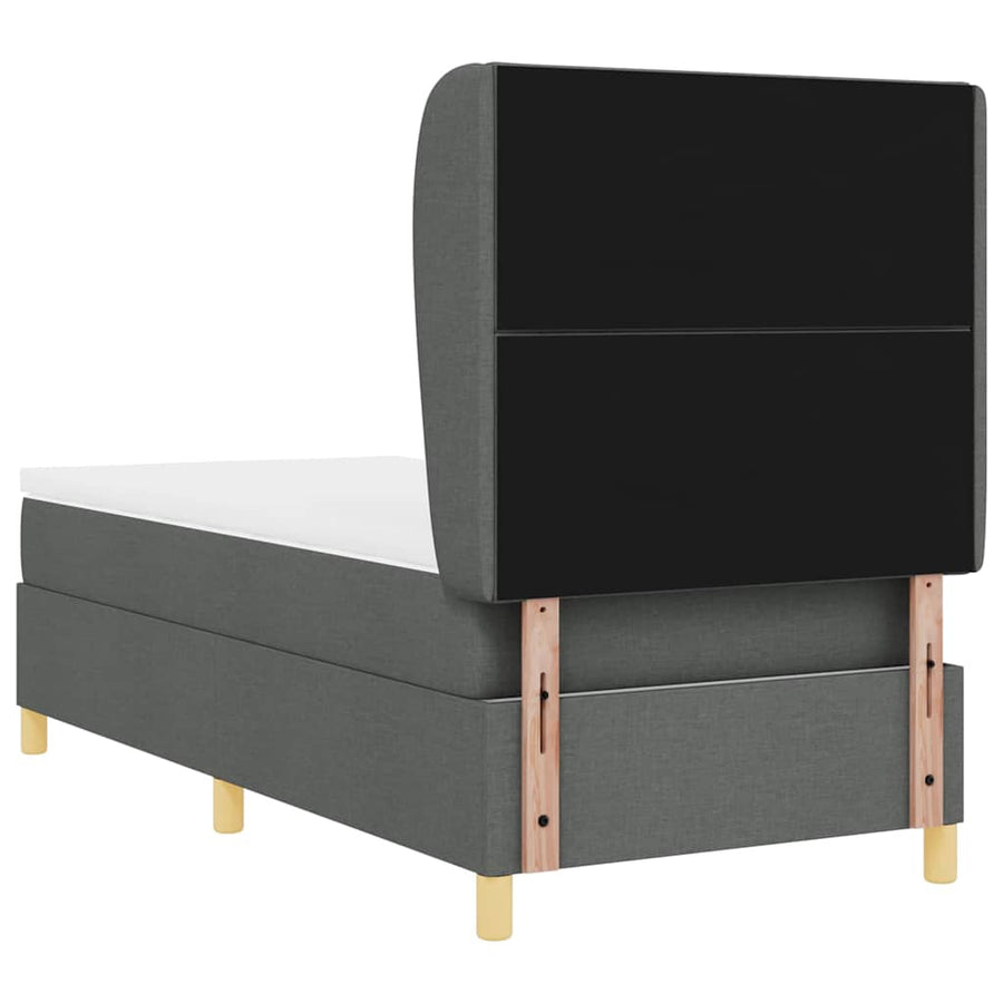 Boxspringbed met hoofdeinde Donkergrijs 200 x 90 cm Stof