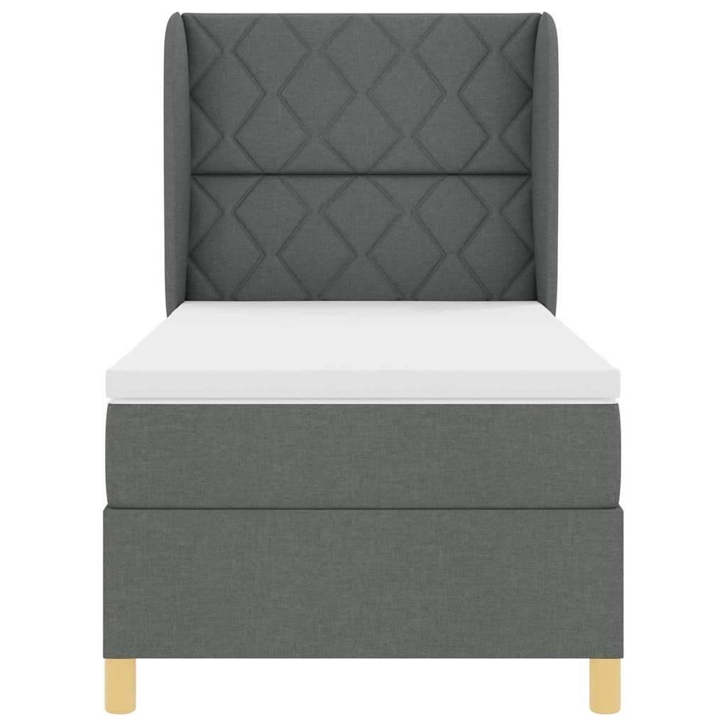 Boxspringbed met hoofdeinde Donkergrijs 200 x 90 cm Stof