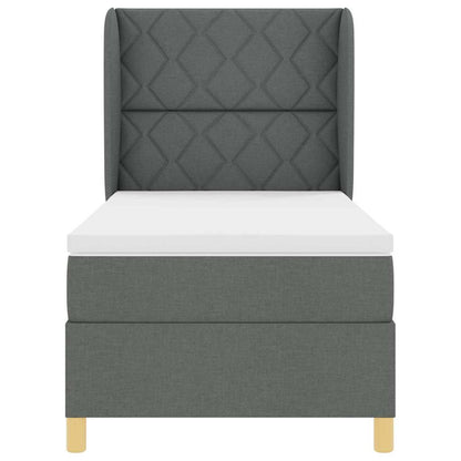 Boxspringbed met hoofdeinde Donkergrijs 200 x 90 cm Stof