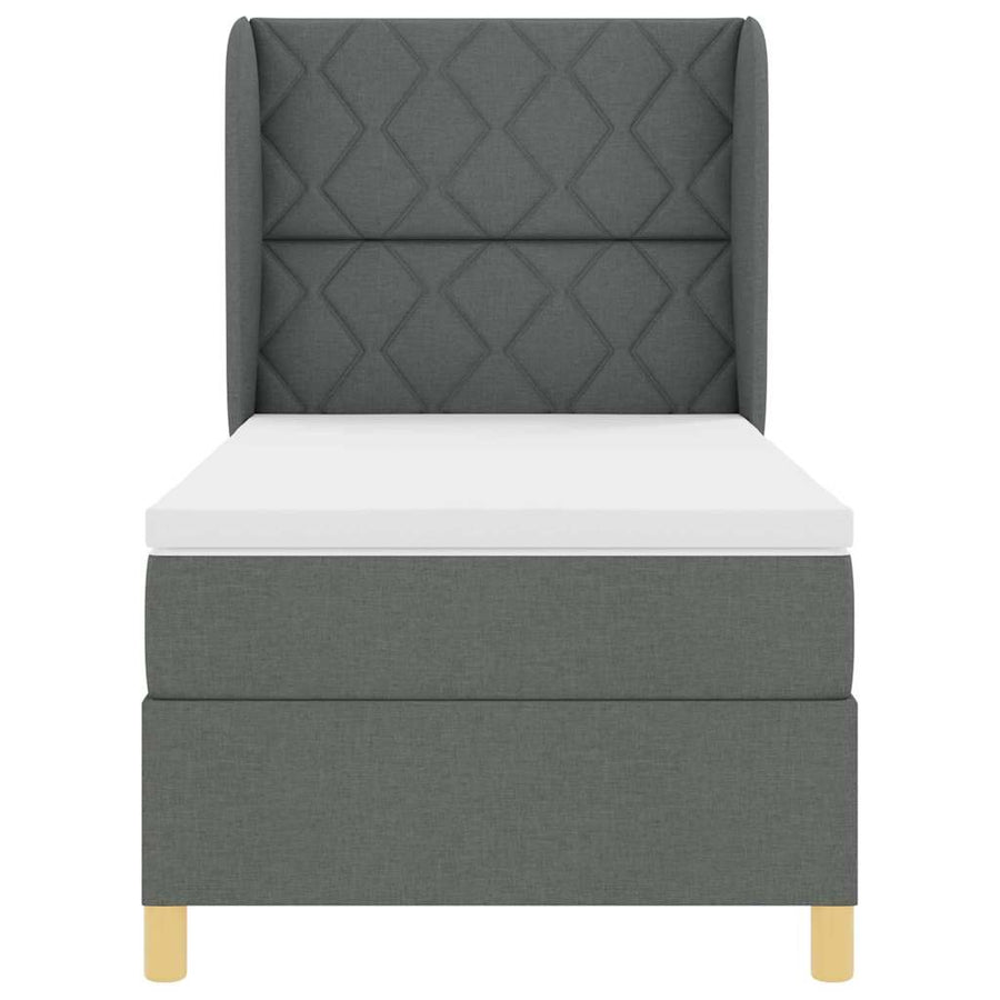 Boxspringbed met hoofdeinde Donkergrijs 200 x 90 cm Stof