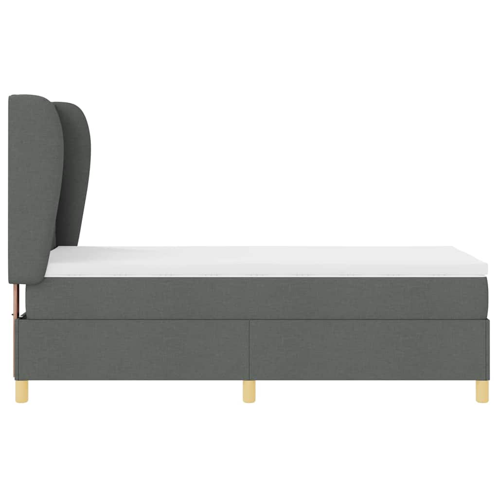 Boxspringbed met hoofdeinde Donkergrijs 200 x 90 cm Stof