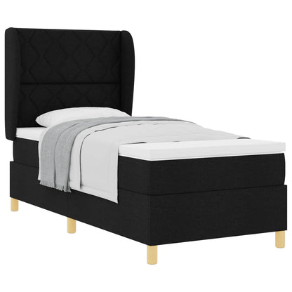 Boxspringbed met hoofdeinde Zwart 200 x 90 cm Stof