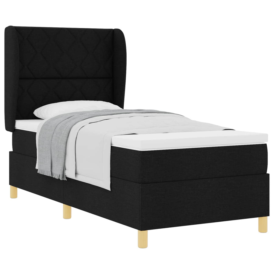 Boxspringbed met hoofdeinde Zwart 200 x 90 cm Stof