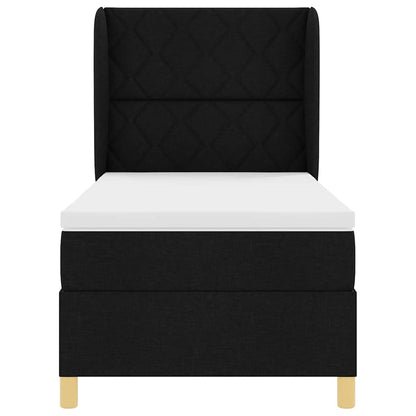 Boxspringbed met hoofdeinde Zwart 200 x 90 cm Stof