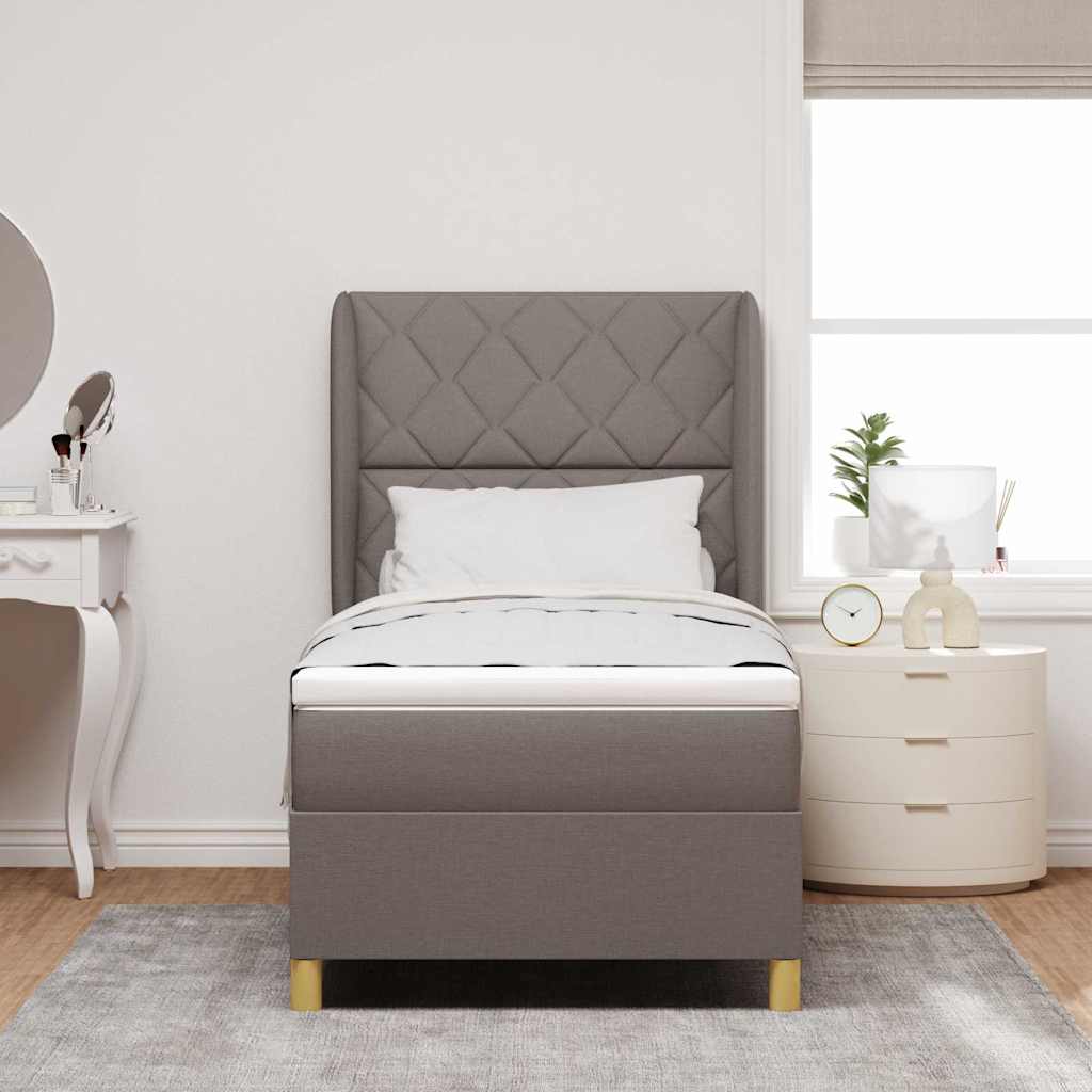 Boxspringbed met hoofdeinde Taupe 200 x 90 cm Stof