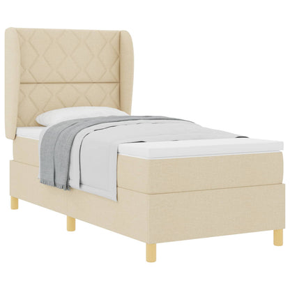 Boxspringbed met hoofdeinde Crème 200 x 90 cm Stof