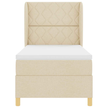 Boxspringbed met hoofdeinde Crème 200 x 90 cm Stof