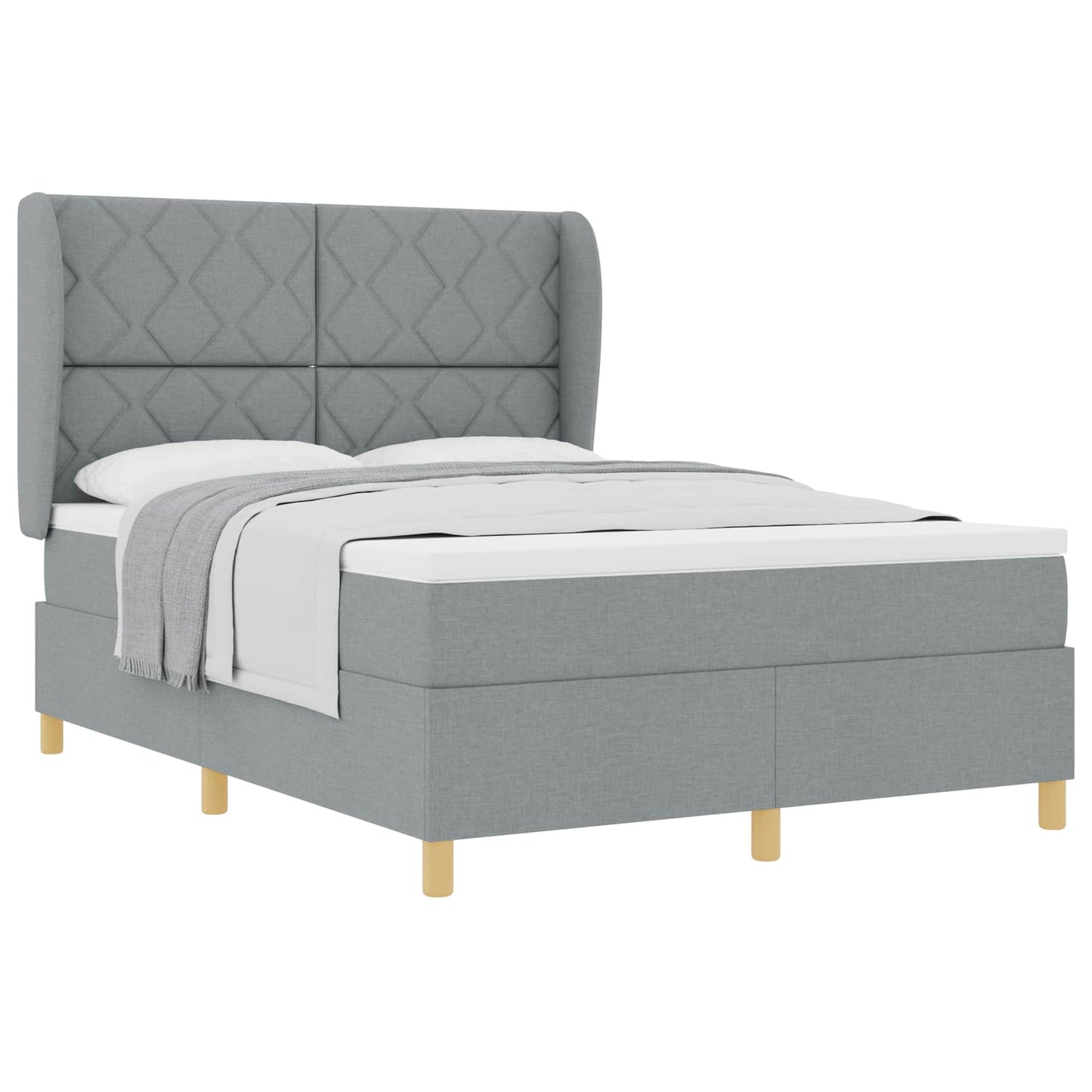 Boxspringbed met hoofdeinde Lichtgrijs 190 x 140 cm Stof