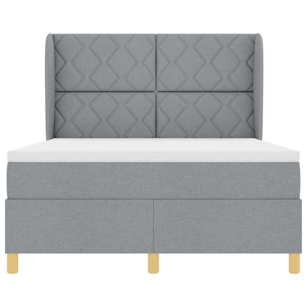 Boxspringbed met hoofdeinde Lichtgrijs 190 x 140 cm Stof