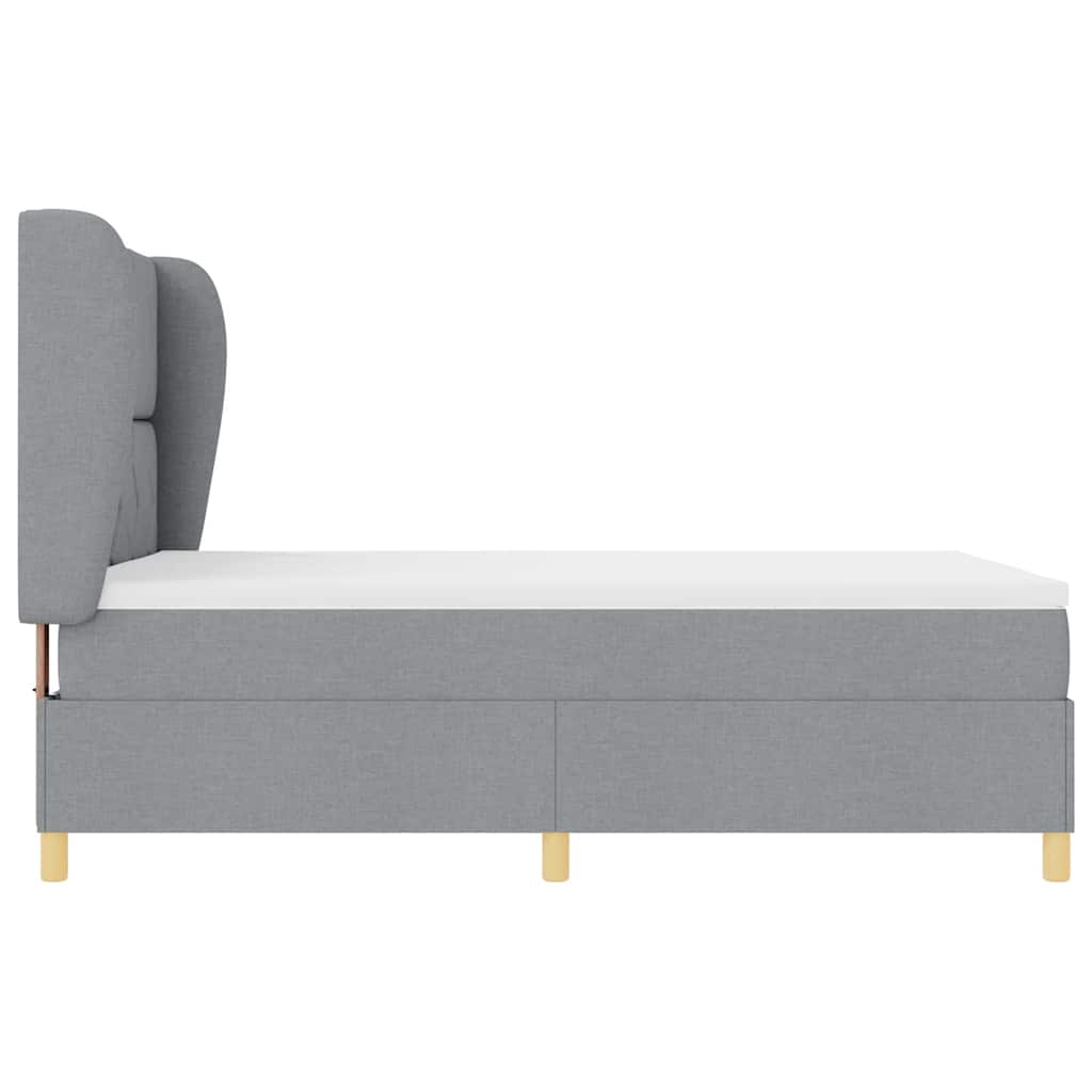Boxspringbed met hoofdeinde Lichtgrijs 190 x 140 cm Stof