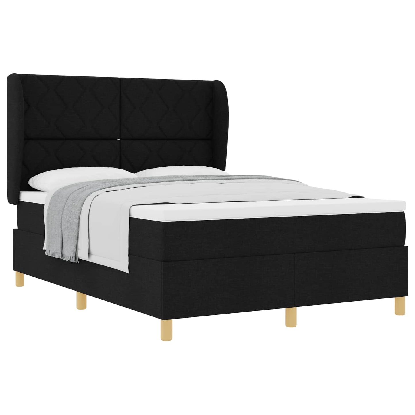 Boxspringbed met hoofdeinde Zwart 190 x 140 cm Stof