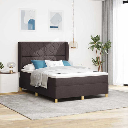 Boxspringbed met hoofdeinde Donkerbruin 190 x 140 cm Stof