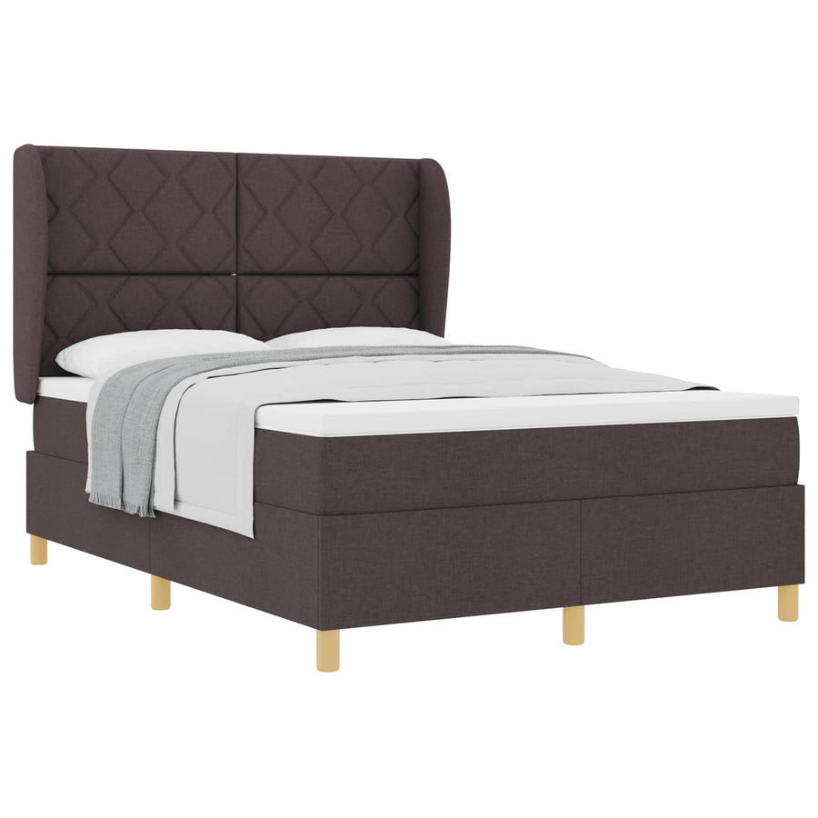 Boxspringbed met hoofdeinde Donkerbruin 190 x 140 cm Stof