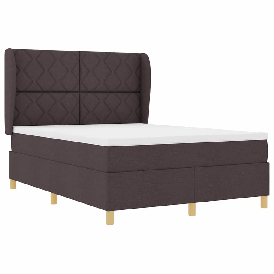 Boxspringbed met hoofdeinde Donkerbruin 190 x 140 cm Stof